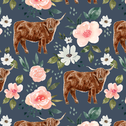 Highland Cow in Navy