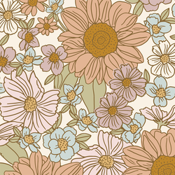Large Blooming Sunflower Garden in Vintage