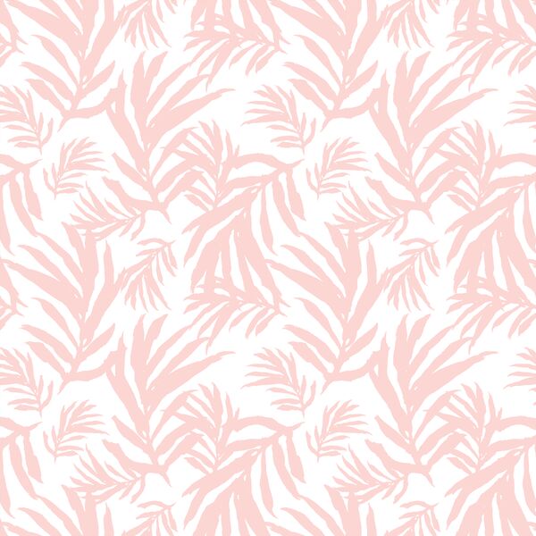 Large Palm Fronds in Powder Pink on White
