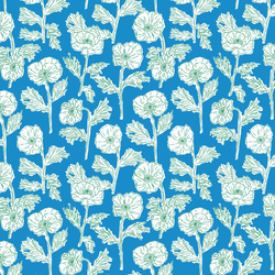 Painted Poppies in Blue Green