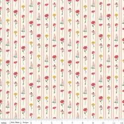 Floral Stripes in Vintage White