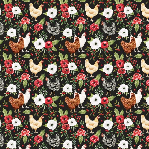 Little Festive Chickens in Midnight