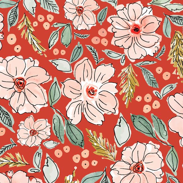 Large Christmas Blossoms in Cardinal Red