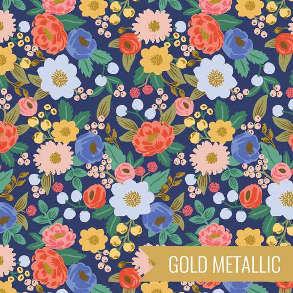 Vintage Blossom in Blue Metallic