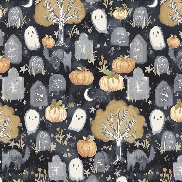 Spooky Graveyard Scene in Midnight