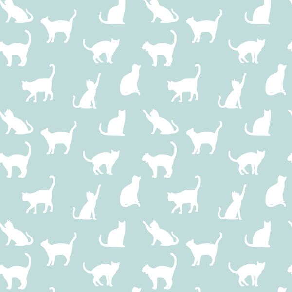 Cat Silhouette in Glacier Blue
