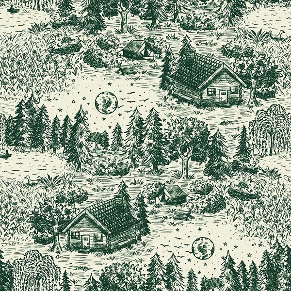 Lake Life Toile in Emerald