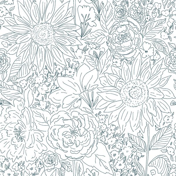Paperie in Dark Garden Teal on White