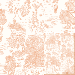 Joyful Farm Toile in Peach