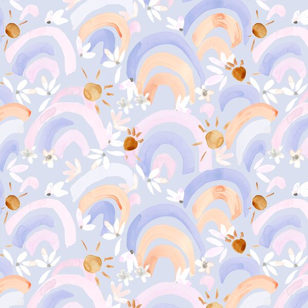 Rainbow Blooms in Pastel Periwinkle