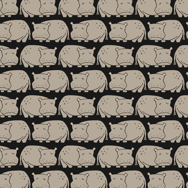 Weary Hippo in Black