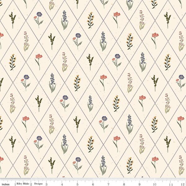 Floral Argyle in Cream
