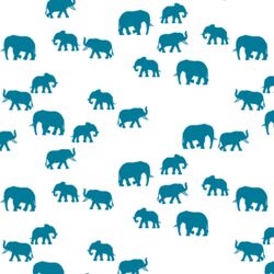 Elephant Silhouette in Peacock on White