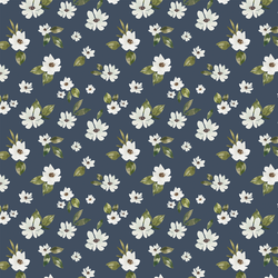 White Flowers in Navy
