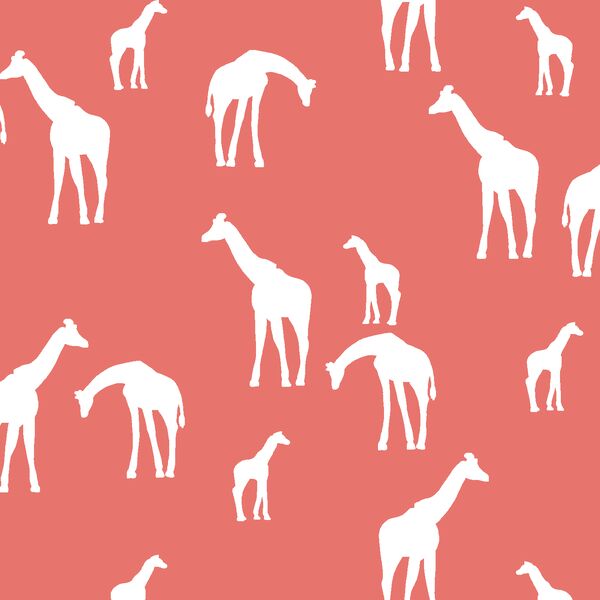 Giraffe Silhouette in Living Coral