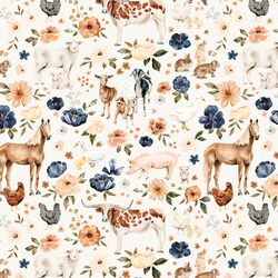 Meadow Farm Animals in Cream