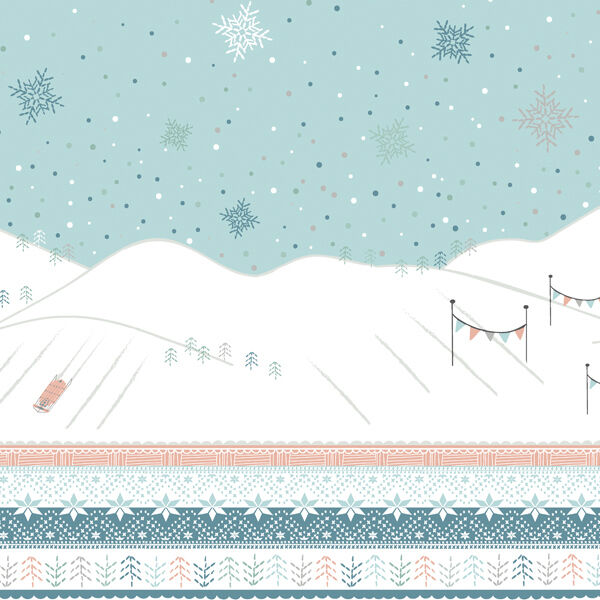Sleigh Ride Border in Glacier Blue