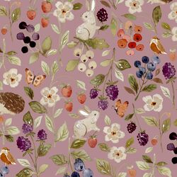Berries and Bunnies in Light Mulberry
