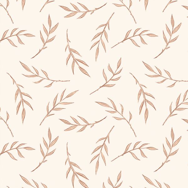 Leaves in Baby Pink on Cream