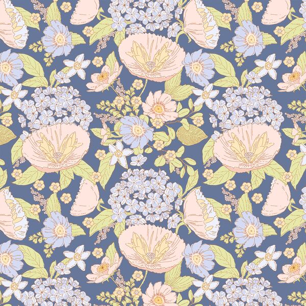 June Florals in Azurite