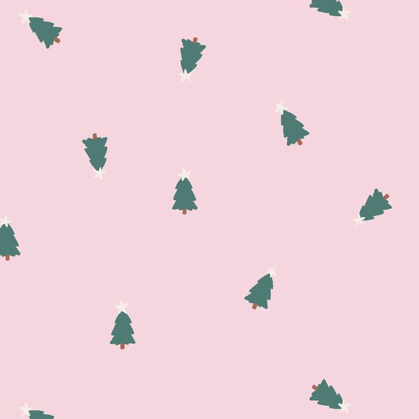 Tiny Tossed Christmas Trees in Pink Floss
