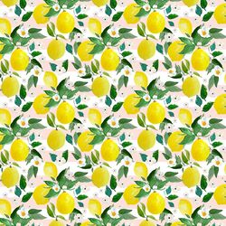 Small Lemons in Sunrise Pink Stripes
