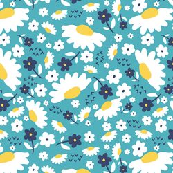 Daisies in Navy and Aqua