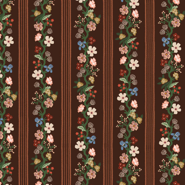 Floral Trellis Stripe in Cocoa