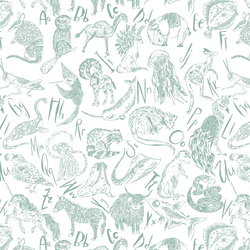 Animals in Dark Aqua on White