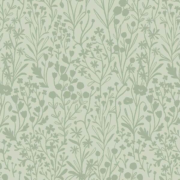 Floral Silhouette in Lichen Green