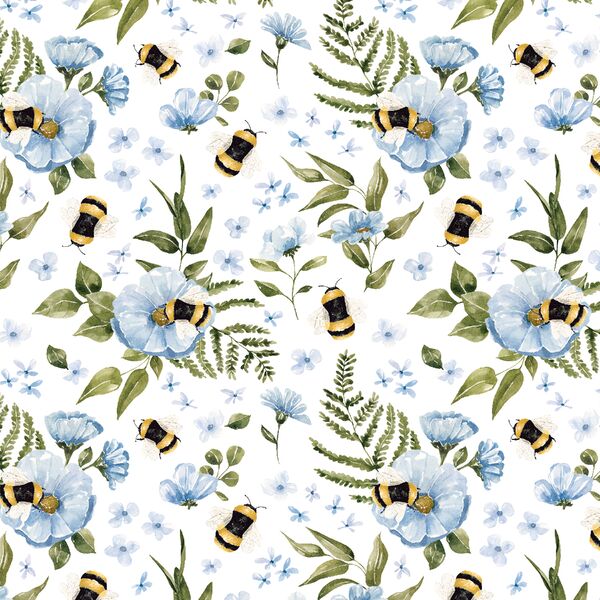 Floral Bees in White