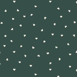 Tiny Hearts in Egret on Verdant Green