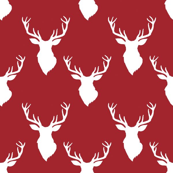 Small Deer Head in Berry Red on White