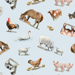 Large Barnyard Animals in Sky Blue