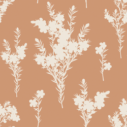 Blooming Branches in Cream on Tawny