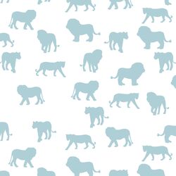 Lion Silhouette in Powder Blue on White