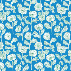 Painted Poppies in Blue Green