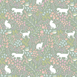 Cat Garden in Soft Green