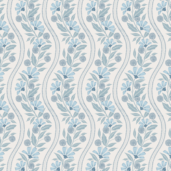 Floral Stripe in Delft Blue