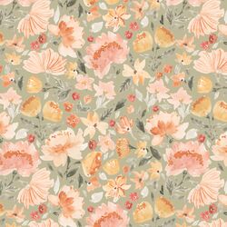 Painted Peonies in Light Sage
