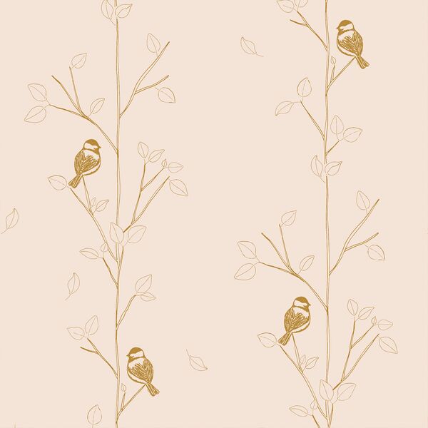 Perched in Pale Pink and Dark Gold
