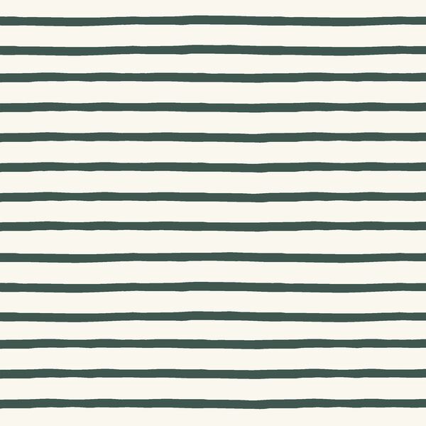 Winter Stripe in Garden Green on Cream