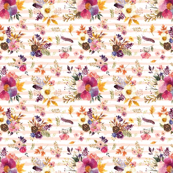 Little Garden Harvest on Splashed Stripe in Warm Pink