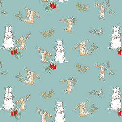 Bunny Scenes in Teal