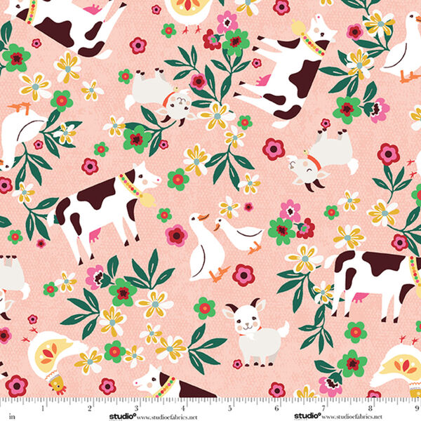 Farm Animals in Woodland Pink