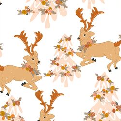 Floral Reindeer in White
