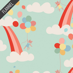 Meow in the Clouds Flannel in Sky