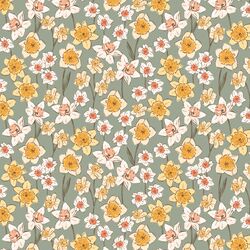 Little Daffodil Fields in Shaded Moss
