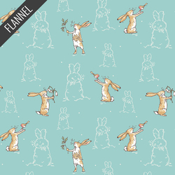 Bunnies Flannel in Teal