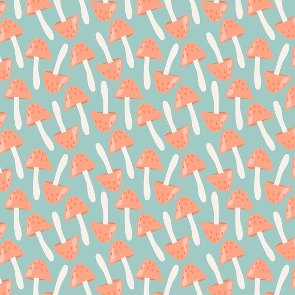 Tossed Toadstools in Aqua Sky